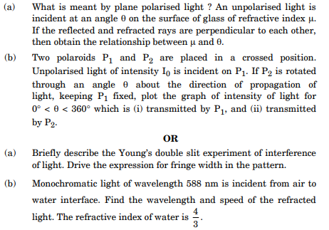What is meant by plane polarised light ? An unpolarised light is